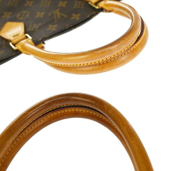 LOUIS VUITTON Logo Sac Plat Hand Tote Bag Monogram Leather Brown M51140 30YB776 - Picture 7 of 14